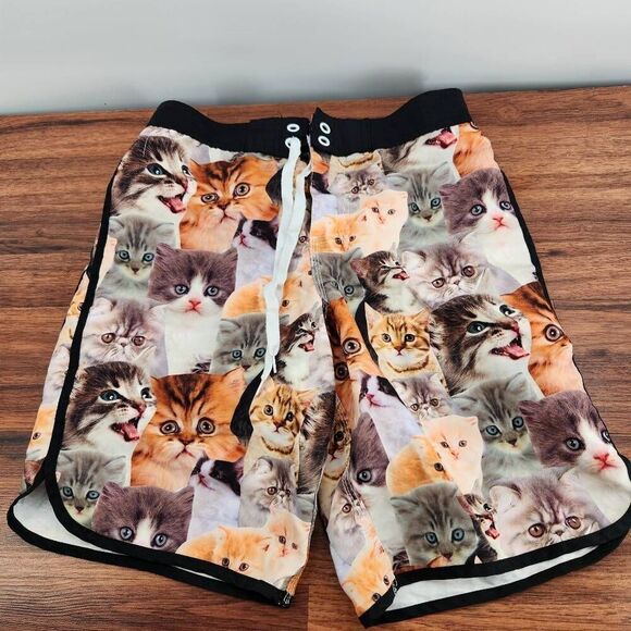 Cat Swim Trunks Board Shorts Men's Size Small - Picture 1 of 5